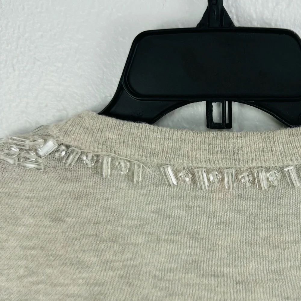 Rebecca Taylor Y2K Cashmere Bejeweled Baby Doll Pelum Grey Single Hook Cardigan - Picture 7 of 8